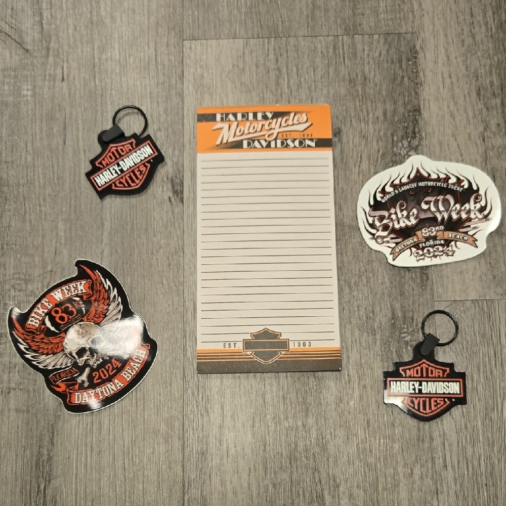 Harley-Davidson Orange and Black Notepad with Stickers